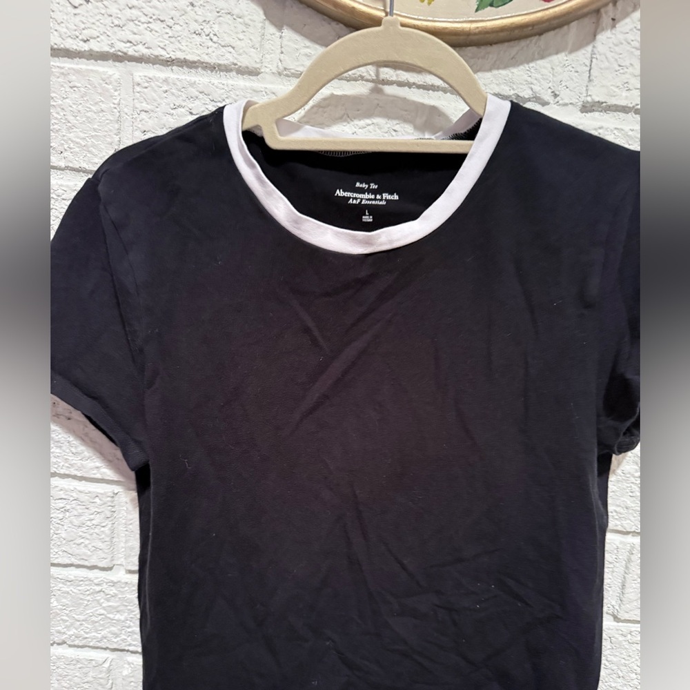 Abercrombie and Fitch Essentials Black and White Ringer T-Shirt
